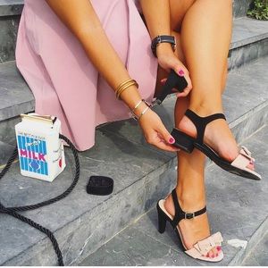 High heel and mid heel sandal